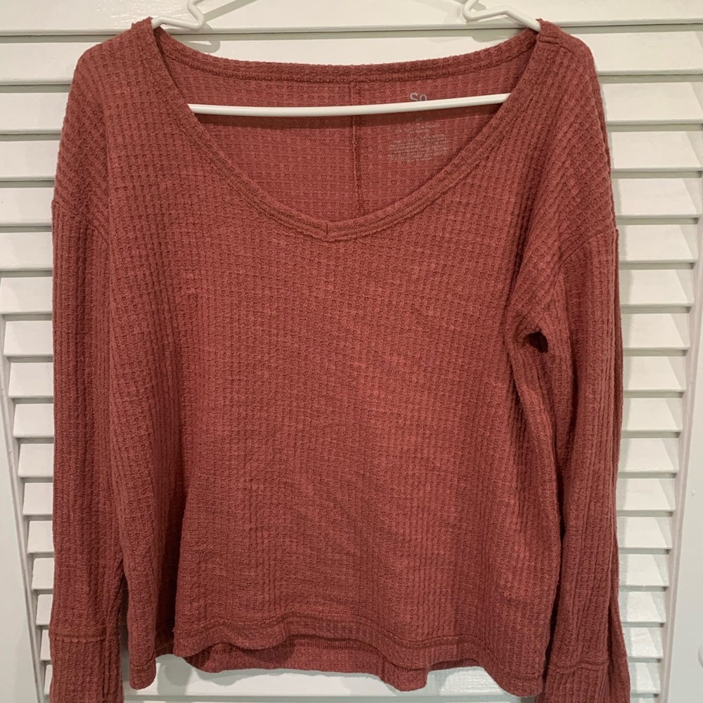 XS Burgandy Waffle knit top